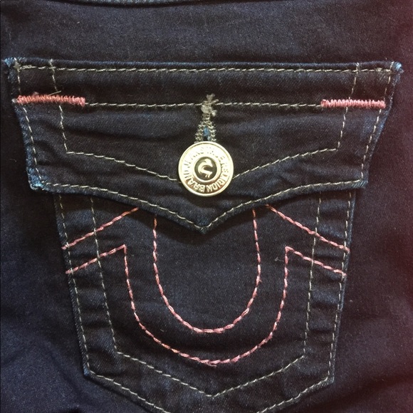 Dark skinny jeans. Pink details. Silver hardware. - Picture 3 of 6